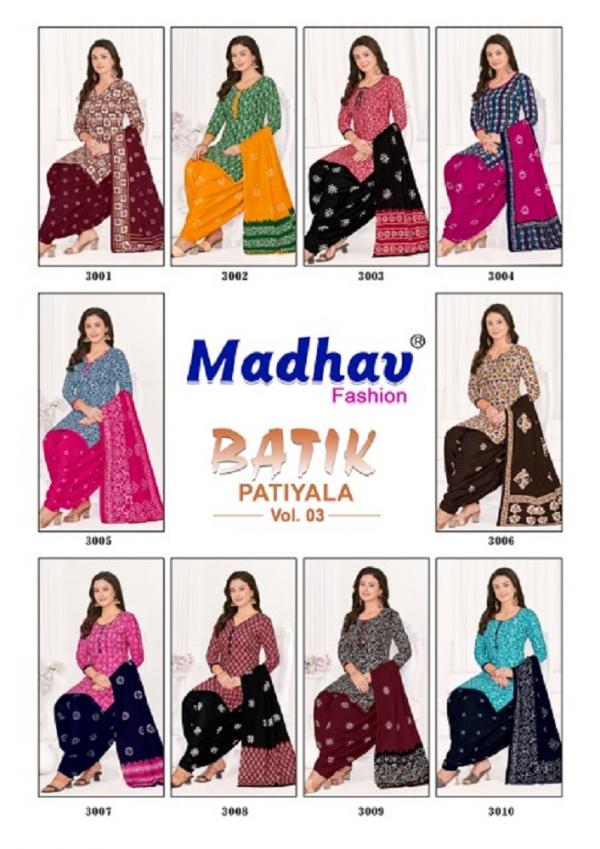 Madhav Batik Patiyala Vol 3 Heavy Cotton Dress Material Collection